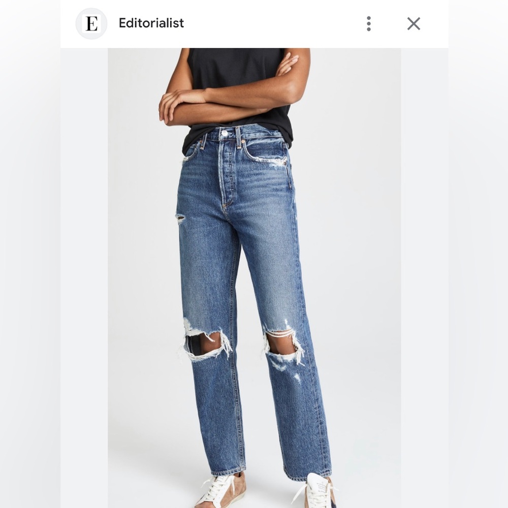 Agolde Women's Straight Leg Ripped Blue Jeans